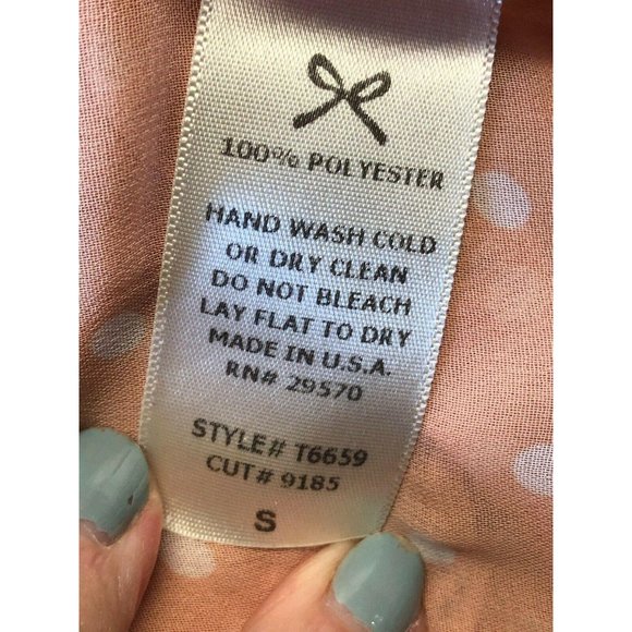 EVERLY WOMEN'S PEACH SHEER BLOUSE WITH WHITE POLKA - Picture 7 of 7